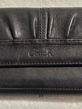 Coach Black Leather Women's Wallet with Embossed Logo